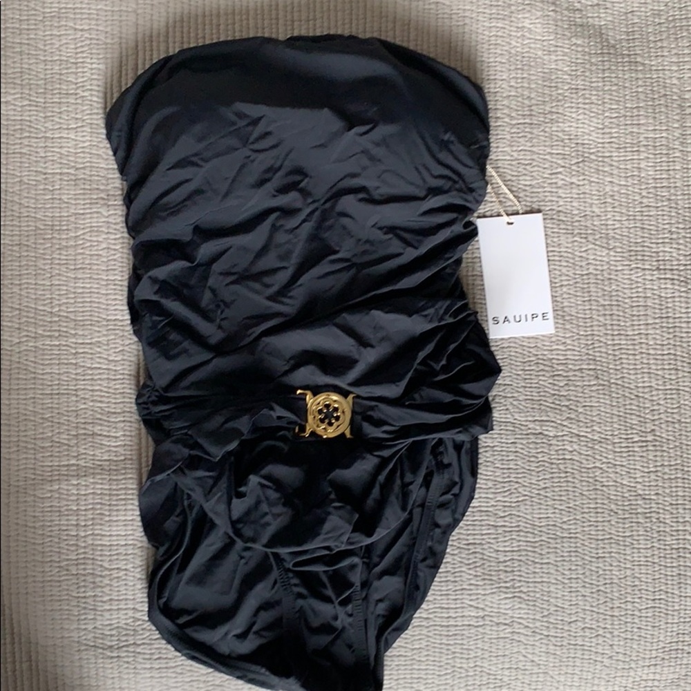 Black one-piece designer swimsuit NWT womens M